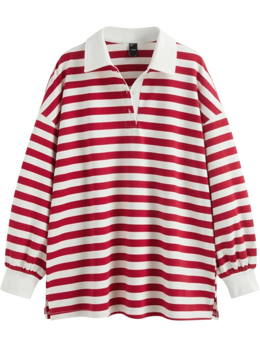 Striped Long Sleeve Polo Sweatshirt - Y2K Oversized Vintage Rugby Pullover